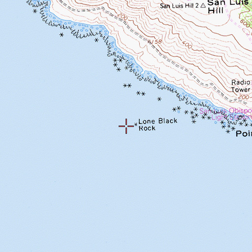 Topographic Map of Lone Black Rock, CA