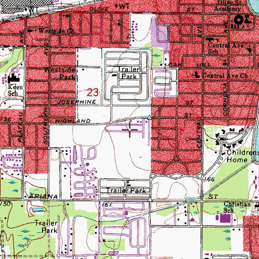 Topographic Map of Kings Manor Mobile Home Park, FL