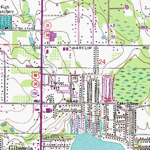 Topographic Map of Lakeland Court Family Mobile Home Park, FL