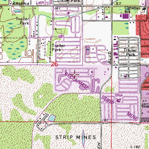 Topographic Map of Mas Verde Mobile Home Estates, FL