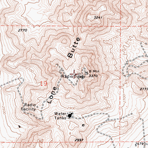 Topographic Map of Lone Butte, CA