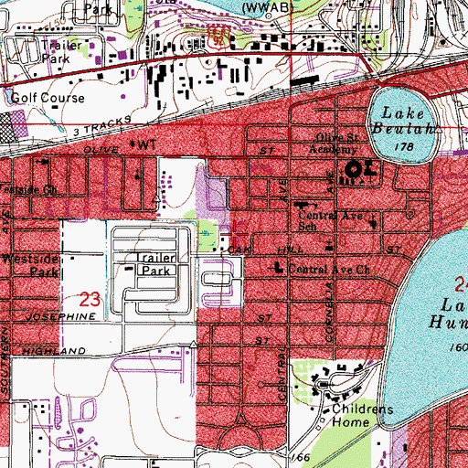 Topographic Map of Oak Hill Mobile Home Park, FL