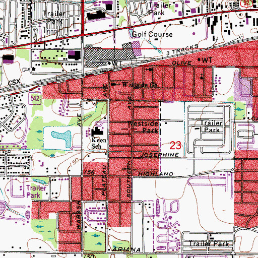 Topographic Map of Oakhill Mobile Home Park, FL