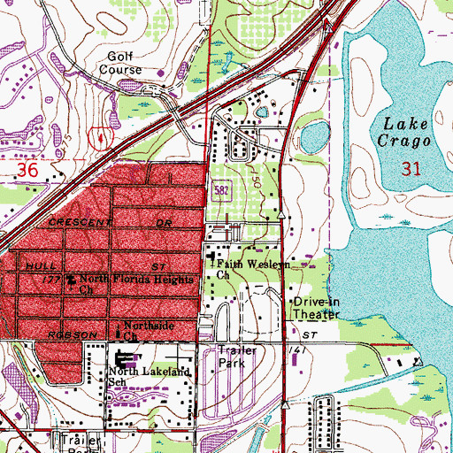 Topographic Map of Orangewood Village Mobile Home Park, FL