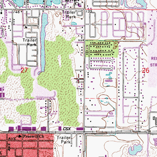 Topographic Map of Peachtree Park Mobile Home Park, FL