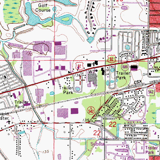 Topographic Map of Shangri La Mobile Home Park, FL