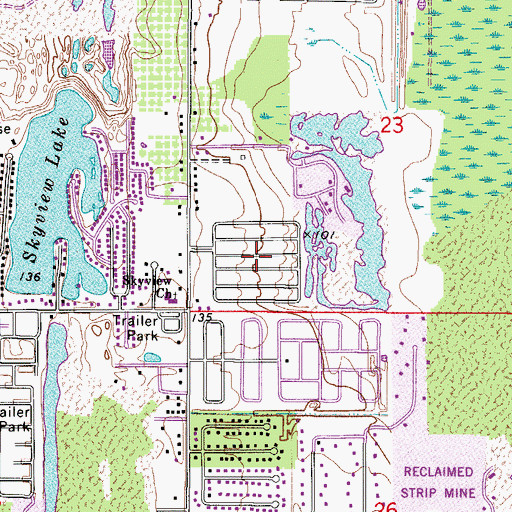 Topographic Map of Sunshine Village Mobile Home Park, FL