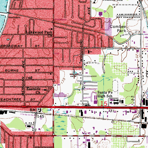 Topographic Map of Warnke Mobile Home Park, FL