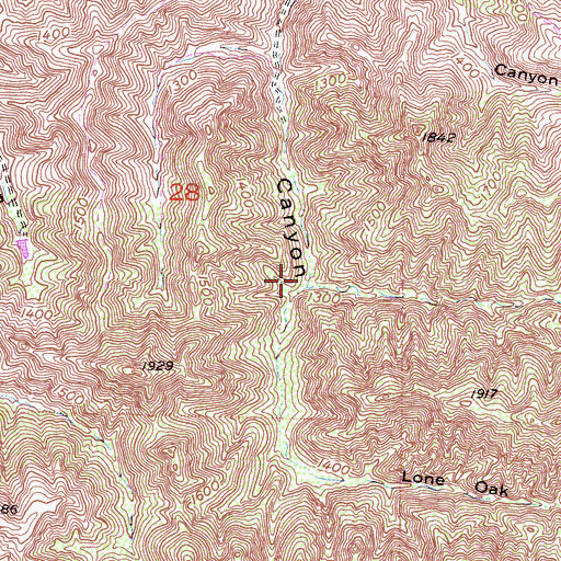 Topographic Map of Lone Oak Canyon, CA