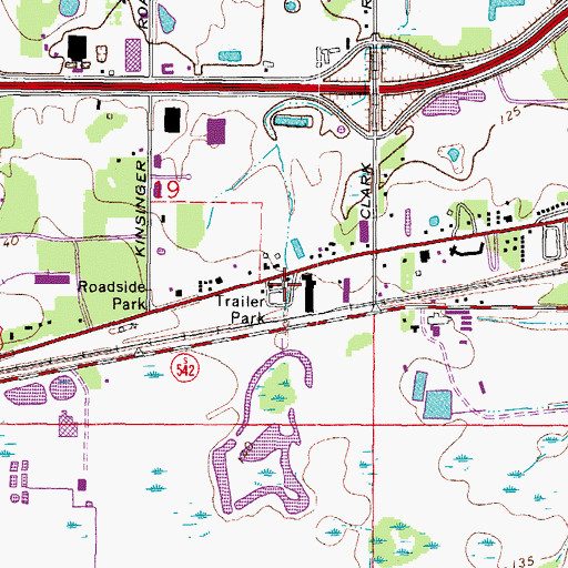 Topographic Map of Evergreen Mobile Home Park, FL