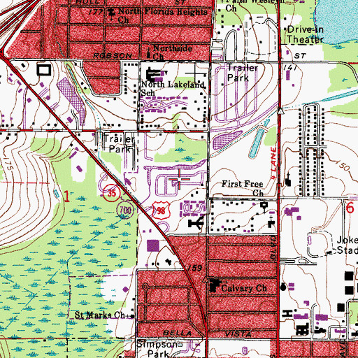Topographic Map of Kings and Queens Mobile Home Park, FL