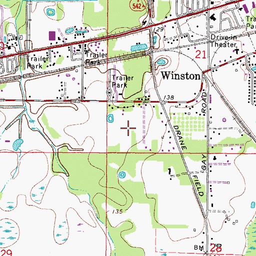 Topographic Map of Lakeland Gardens Mobile Home Park, FL