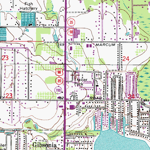 Topographic Map of Lazy Dazy Retreat Mobile Home Park, FL