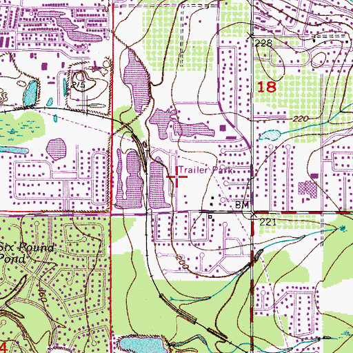 Topographic Map of Twin Lakes Mobile Home Park, FL