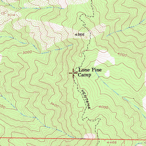 Topographic Map of Lone Pine Camp, CA