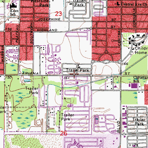 Topographic Map of Woodbrook Estates Mobile Home Park, FL