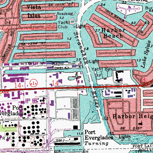 Topographic Map of Everglades Marina, FL