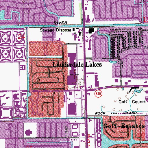 Topographic Map of Lauderdale Lakes Lakes Mall, FL