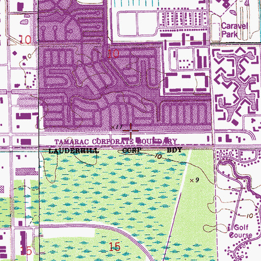 Topographic Map of Gardens Mall, FL