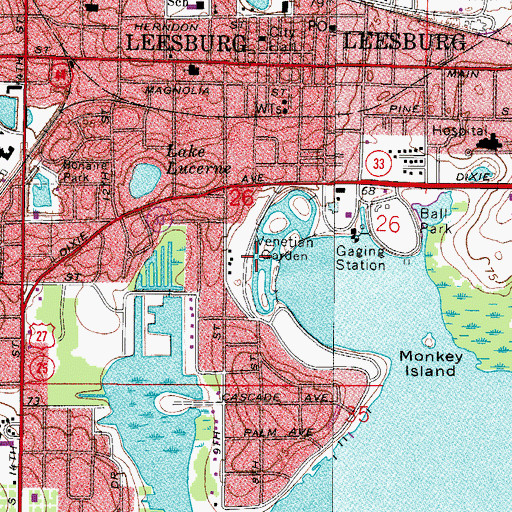 Topographic Map of Lakes of Lady Lake Golf Course, FL