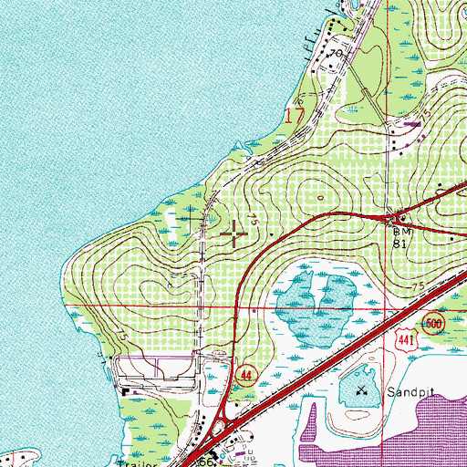 Topographic Map of Lake Griffin Harbor Mobile Home Park, FL