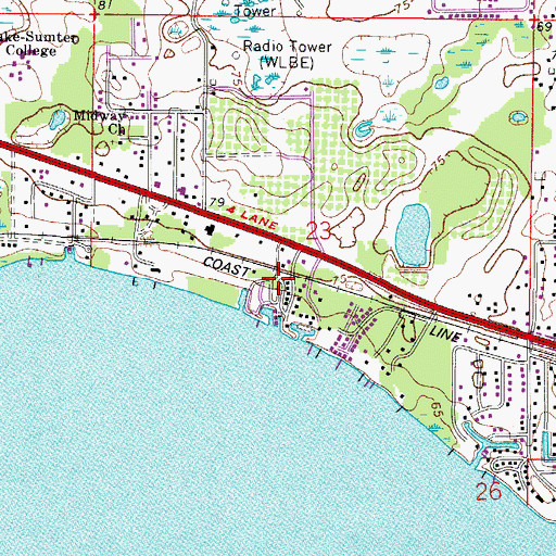 Topographic Map of Beach Mobile Park, FL