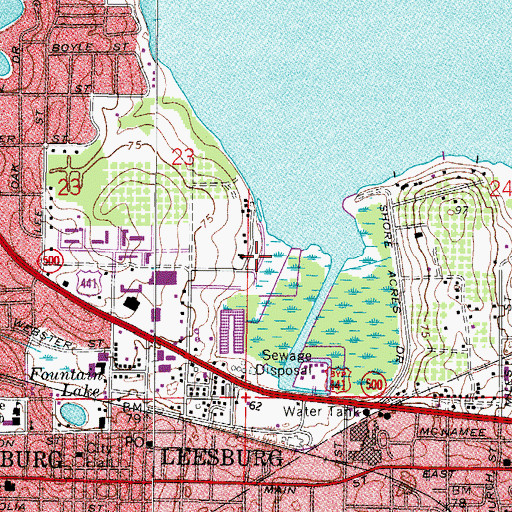 Topographic Map of Lake Griffin Mobile Home Park, FL
