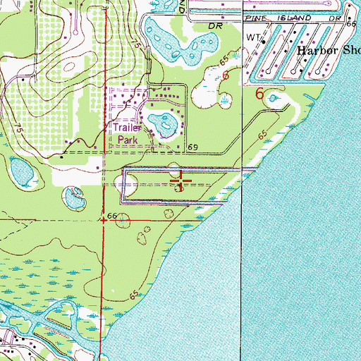 Topographic Map of Shangri La by the Lake Mobile Home Park, FL