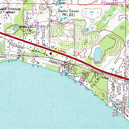 Topographic Map of The Haven on Lake Harris Mobile Home Park, FL