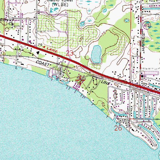 Topographic Map of The Lakes at Leesburg Mobile Home Park, FL