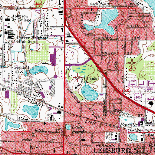 Topographic Map of Saint Paul Catholic Church, FL