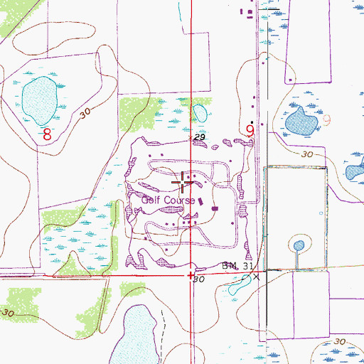 Topographic Map of Las Colinas Golf Course, FL