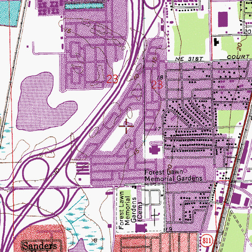 Topographic Map of Legends Golf and Country Club, FL