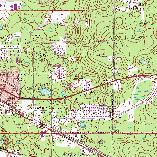 Topographic Map of Live Oak Pines Mobile Home Park, FL