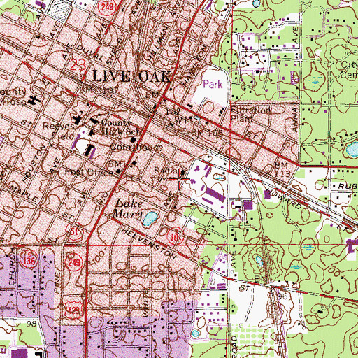 Topographic Map of First Presbyterian Church, FL