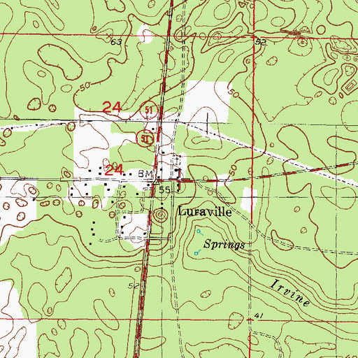 Topographic Map of Luraville Baptist Church, FL