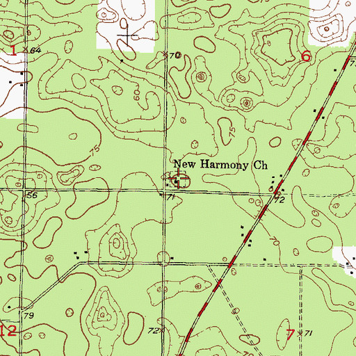 Topographic Map of New Harmony Methodist Church, FL