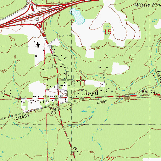 Topographic Map of First Baptist Church of Lloyd, FL
