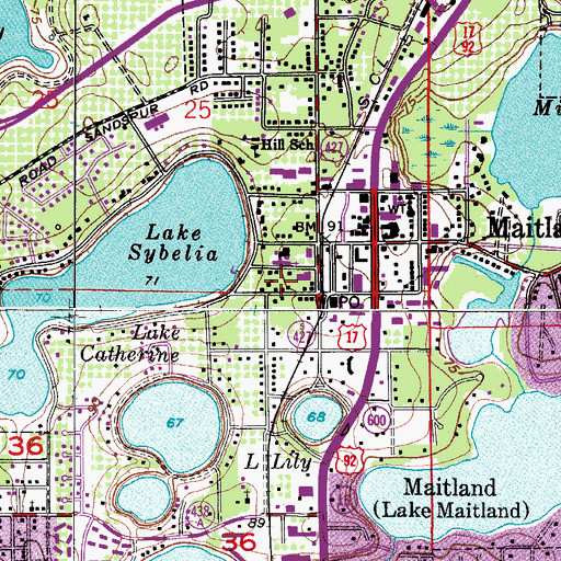 Topographic Map of Maitland Art Center, FL