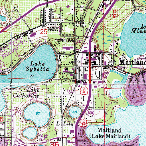 Topographic Map of Maitland Historical Museum and Telephone Museum, FL