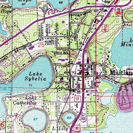Topographic Map of Maitland Post Office, FL