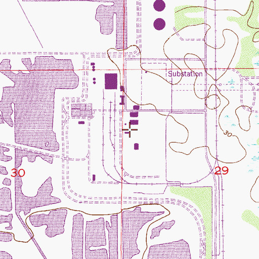 Topographic Map of Martin Power Plant, FL