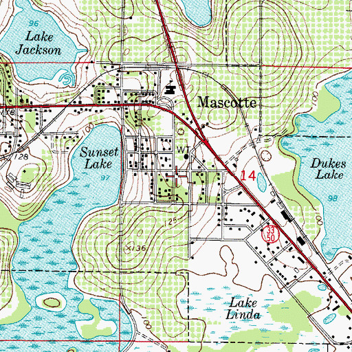 Topographic Map of Mascotte Mobile Home Park, FL