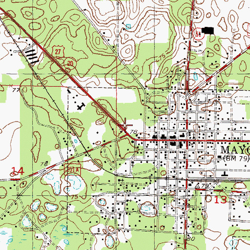 Topographic Map of Three Rivers Library System Lafayette County Public Library, FL