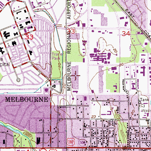 Topographic Map of Florida Convention Center, FL