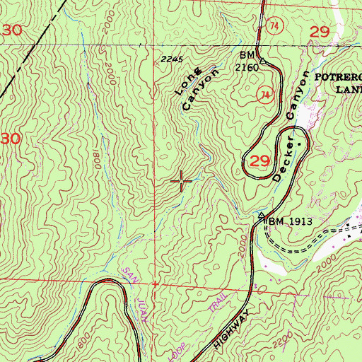 Topographic Map of Long Canyon, CA