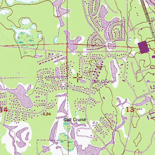 Topographic Map of Lone Pines Golf Course, FL