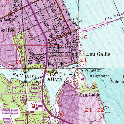Topographic Map of Eau Gallie Yacht Basin, FL