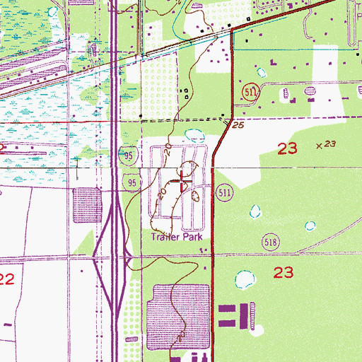 Topographic Map of Eau Gallie Estates Mobile Home Park, FL