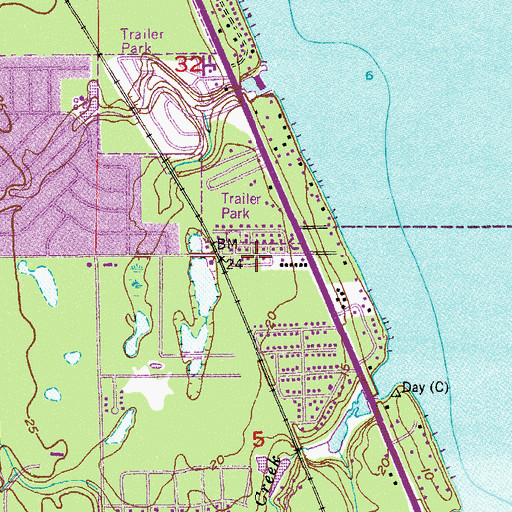 Topographic Map of Broadview Mobile Home Park, FL